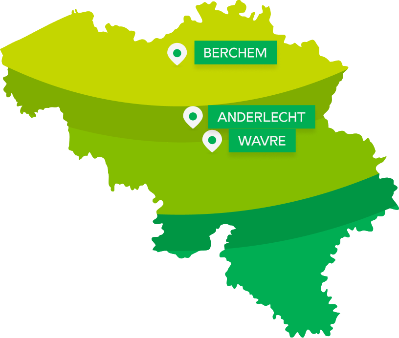 carte avec 3 sièges régionaux Crelan