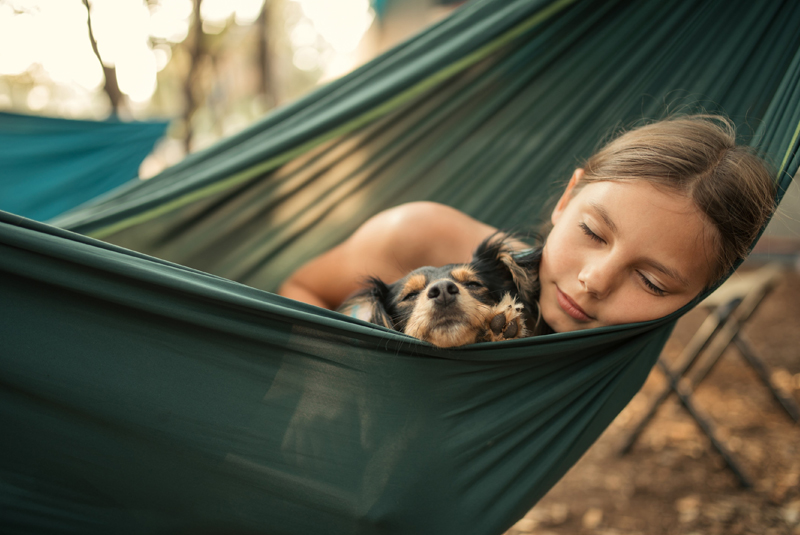 3 personnes devant un etente dans les bois