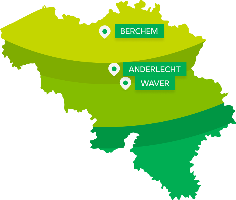 landkaart van de 3 Crelan-zetels